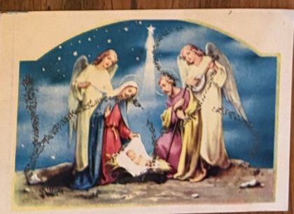 Front of a 1966 Christmas card from Hue, card 4 of 12